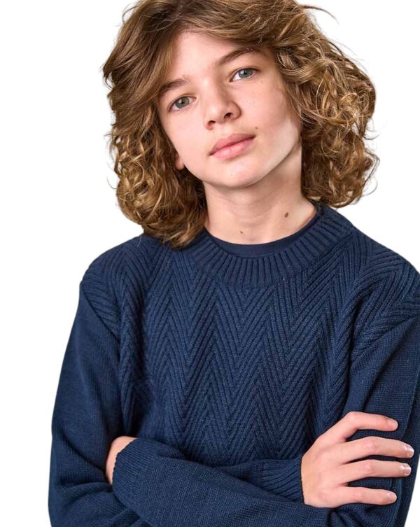 SWEATER ESCOTE REDONDO MANGAS LISAS Y DELANTERO PUNTO ZIGZAG