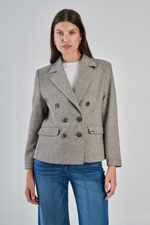 CHAQUETA CRUZADA EN PAÑO