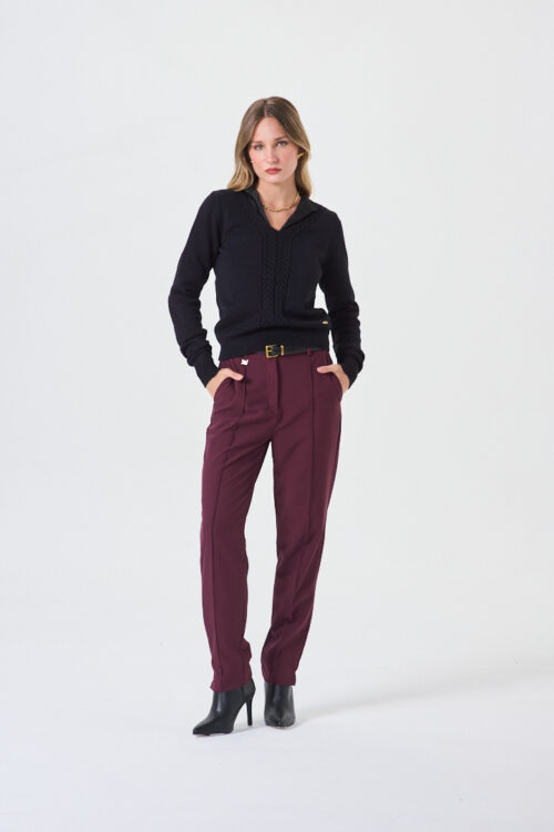 SWEATER ESCOTE V TRENZA DELANTERO