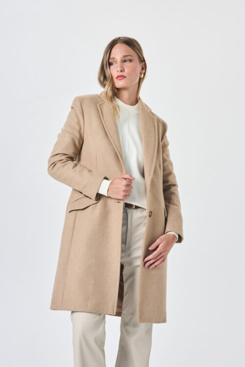 TAPADO LARGO 7/8 EN PAÑO CON BOLSILLOS