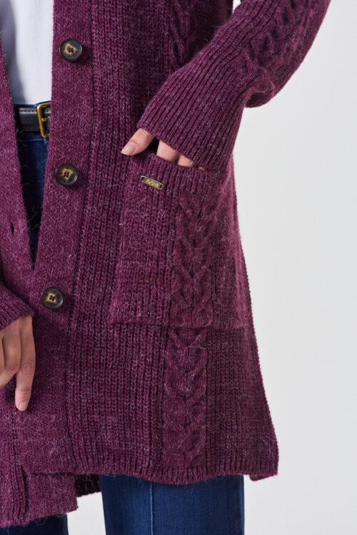 SWEATER CARDIGAN LARGO CON BOLSILLOS