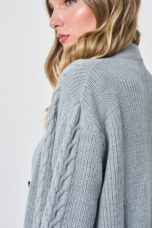 SWEATER CARDIGAN LARGO CON BOLSILLOS