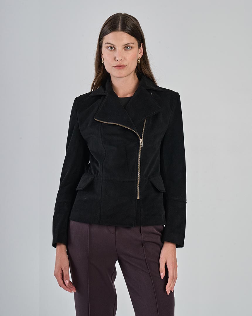 CAMPERA CRUZADA EN SUEDE CON BOLSILLOS - Imagen 2