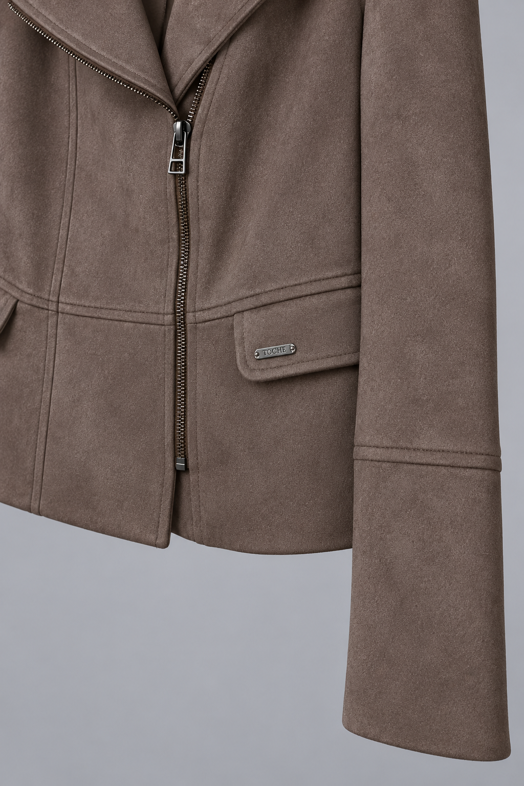 CAMPERA CRUZADA EN SUEDE CON BOLSILLOS - Imagen 4