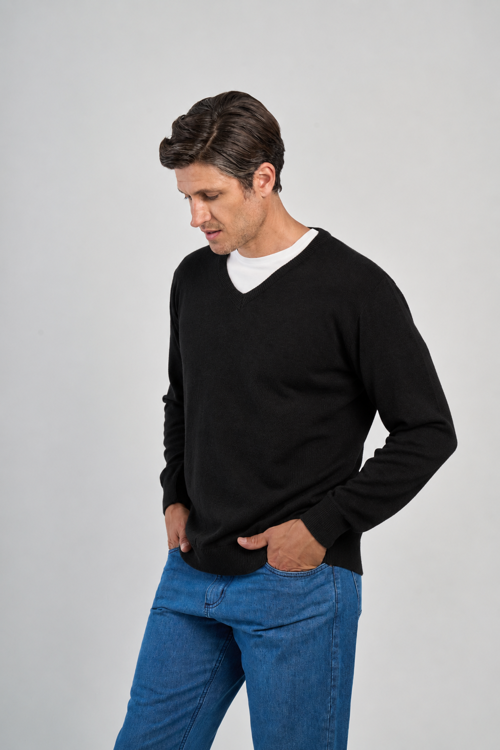 SWEATER ESCOTE V MENGUADO LISO - Imagen 4