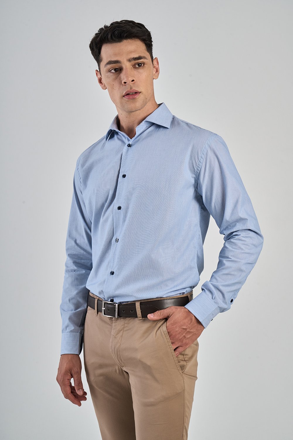 CAMISA VESTIR MIL RAYAS SLIM FIT