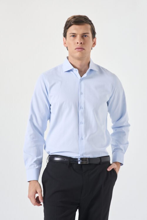 CAMISA MOZART ftsía. Ratier slim fit Celeste