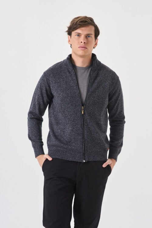 SWEATER CAMPERA CON CIERRE GRIS