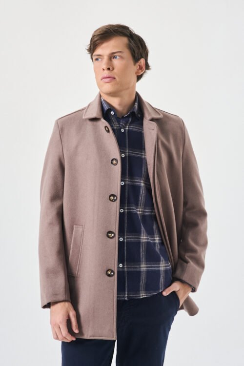 SOBRETODO CORTO EN PAÑO TOSTADO