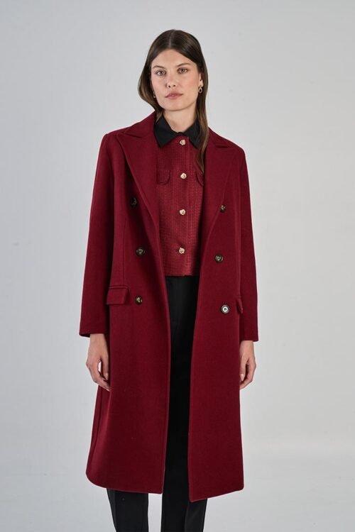 SOBRETODO CRUZADO EN PAÑO LARGO BORDO