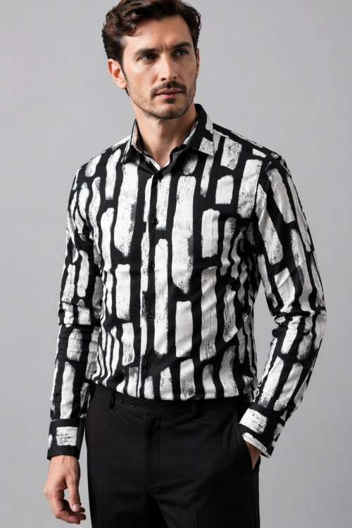 CAMISA SLIM FIT ESTAMPADA ALG SPANDEX