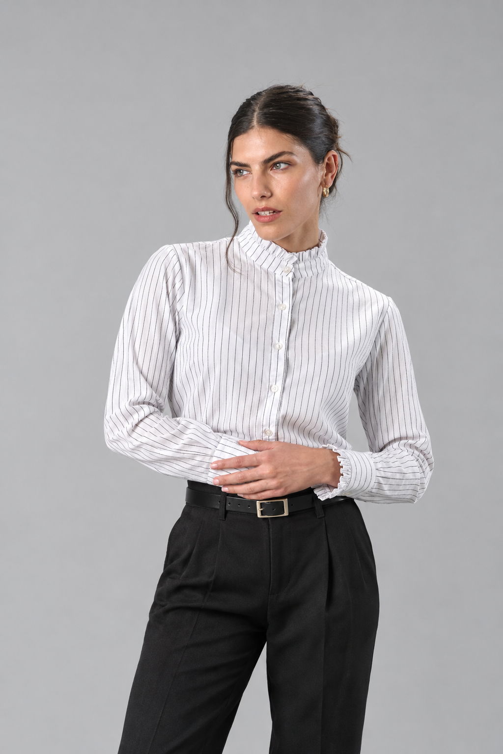 CAMISA RAYADA CUELLO MAO - Imagen 3