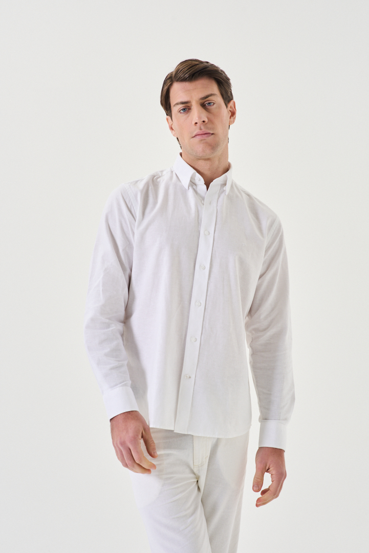 CAMISA SPORT BUTTON DOWN Regular Manga larga Lino-Alg - Imagen 2