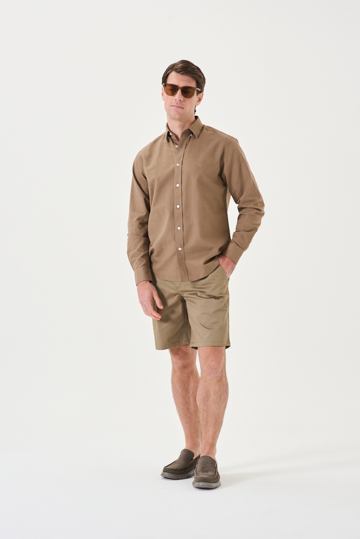 CAMISA SPORT BUTTON DOWN Regular Manga larga Lino-Alg - Imagen 3