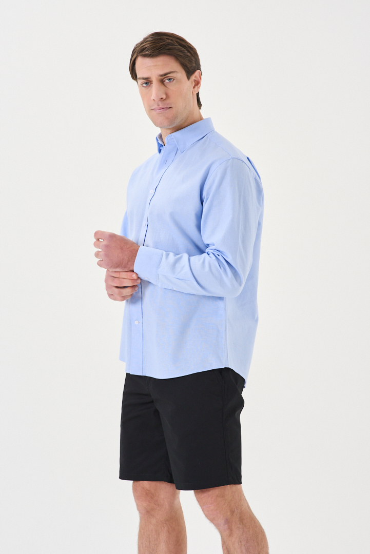 CAMISA SPORT BUTTON DOWN Regular Manga larga Lino-Alg - Imagen 5