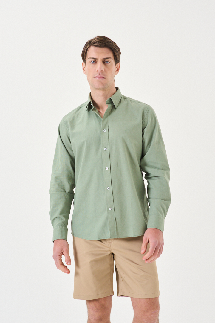 CAMISA SPORT BUTTON DOWN Regular Manga larga Lino-Alg - Imagen 6