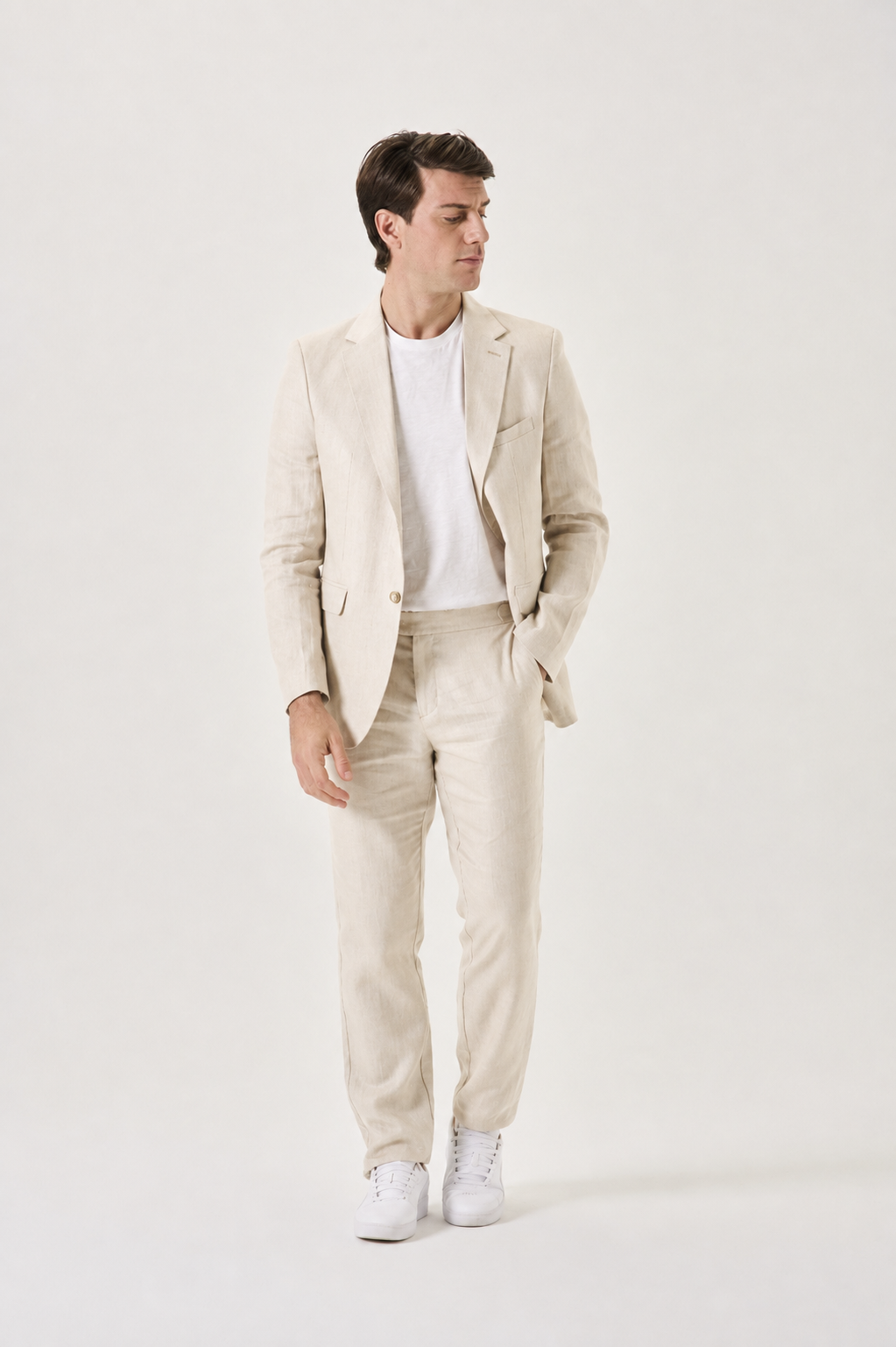 SACO DE LINO REGULAR FIT CON PESPUNTE EN SOLAPA - Imagen 2
