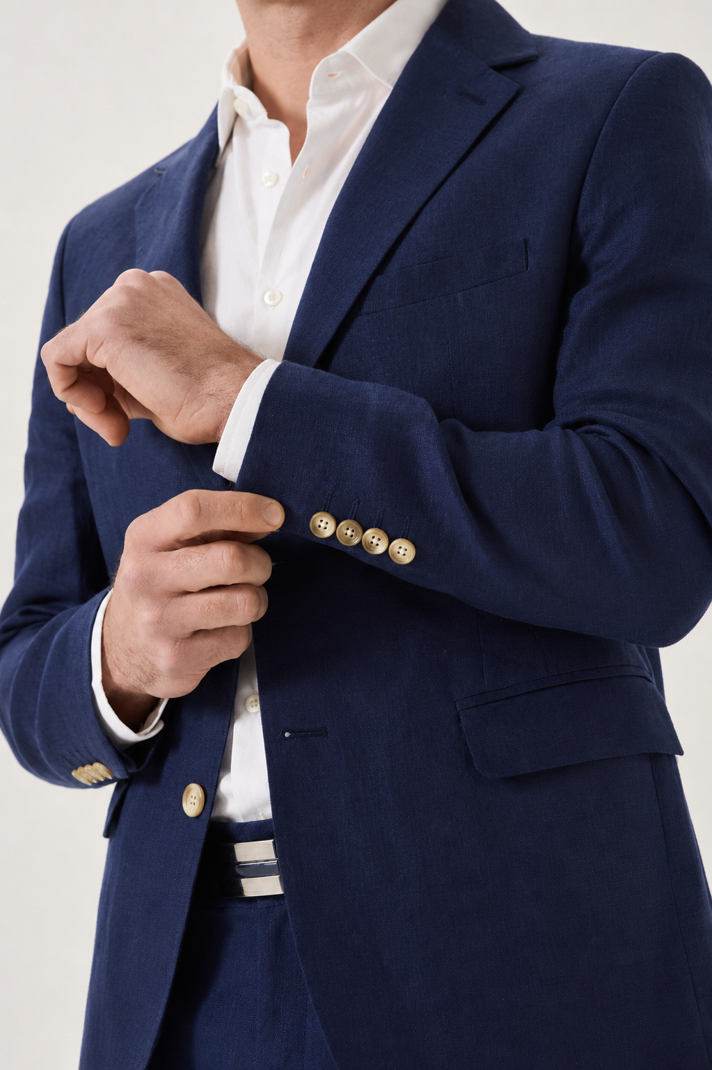 SACO DE LINO REGULAR FIT CON PESPUNTE EN SOLAPA - Imagen 7