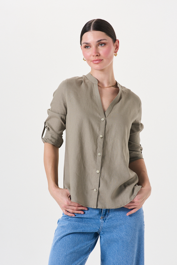 CAMISA DE LINO CUELLO MAO - Imagen 6