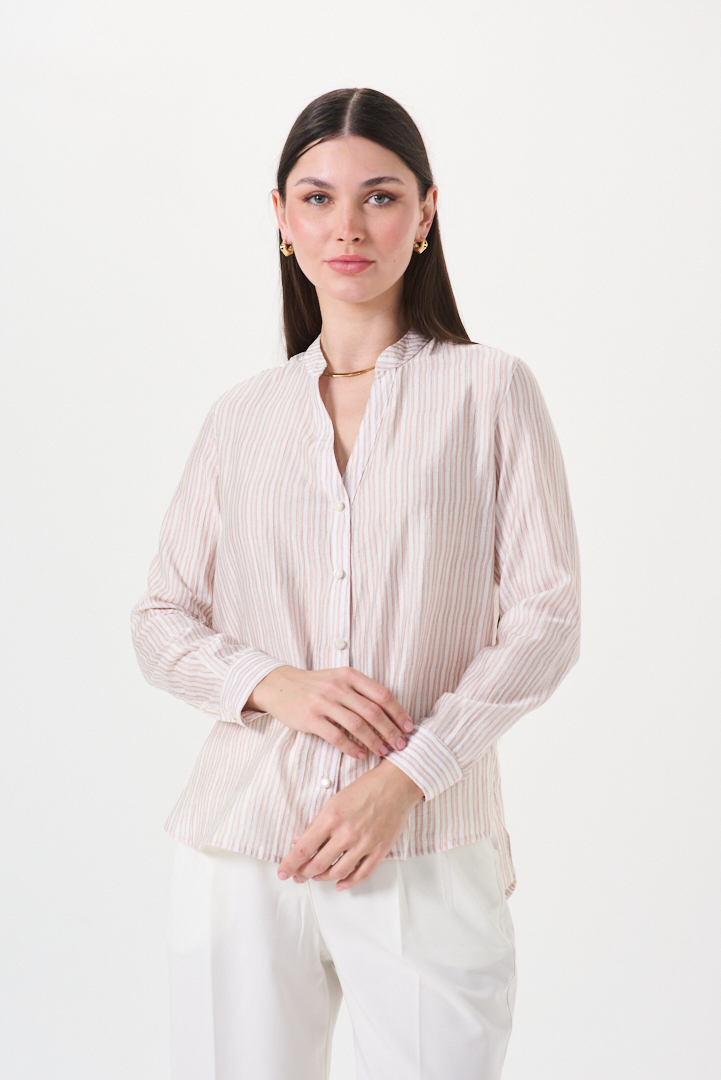 CAMISA DE TENCEL CUELLO MAO RAYAS - Imagen 3