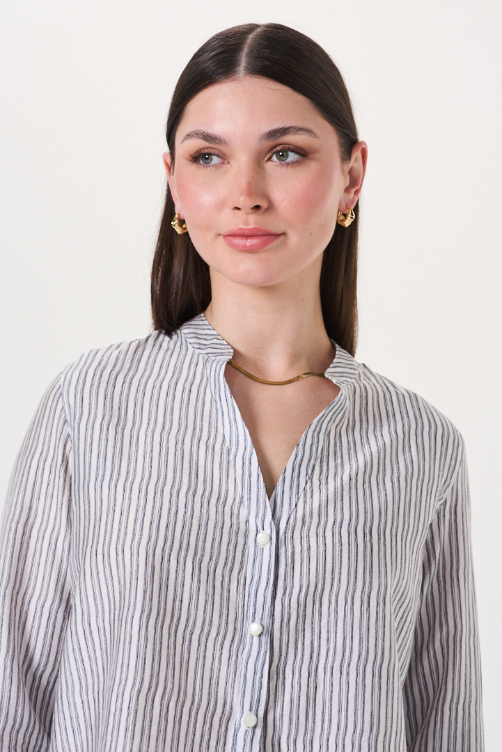 CAMISA DE TENCEL CUELLO MAO RAYAS - Imagen 5