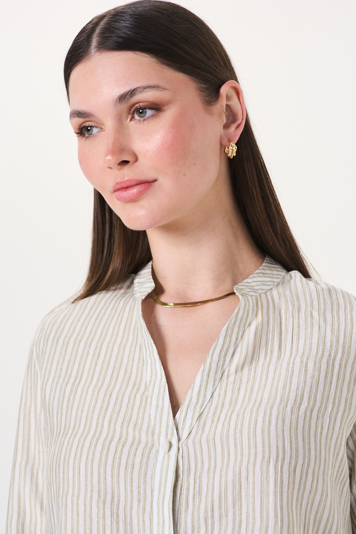 CAMISA DE TENCEL CUELLO MAO RAYAS - Imagen 7