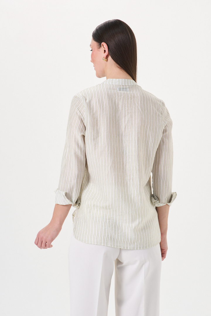 CAMISA DE TENCEL CUELLO MAO RAYAS - Imagen 8