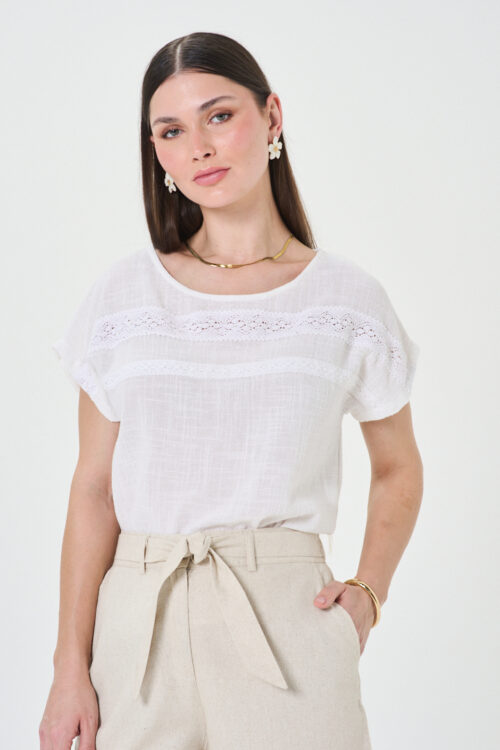 BLUSA MANGA DOLLMAN CON PUNTILLA