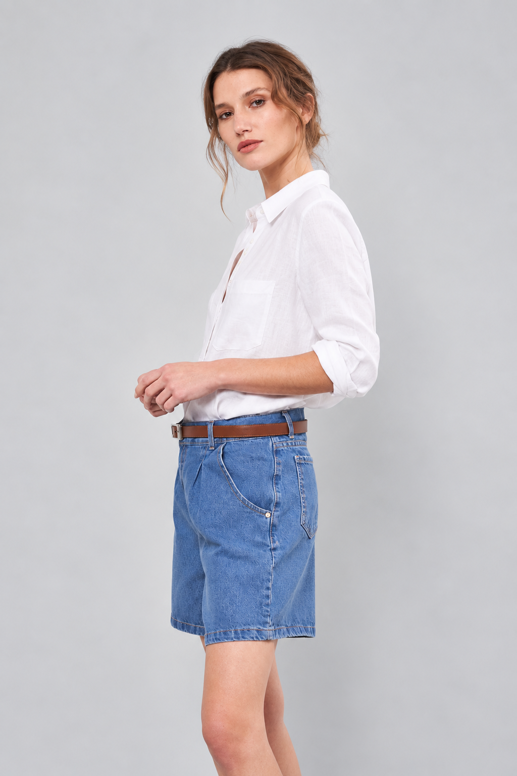 SHORT DENIM PINZADO - Imagen 2