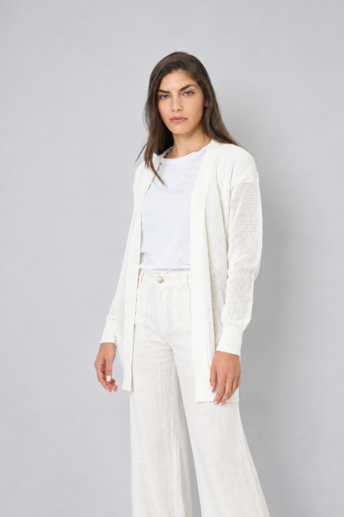 CARDIGAN CALADO CON LAZO