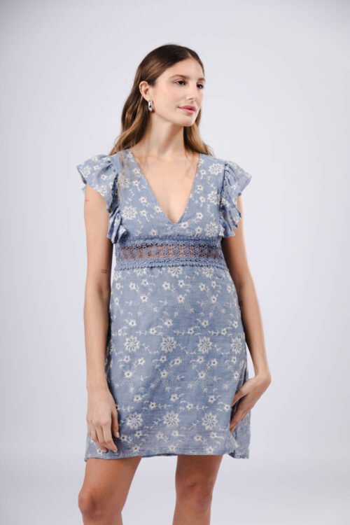 VESTIDO ESCOTE EN V BORDADO