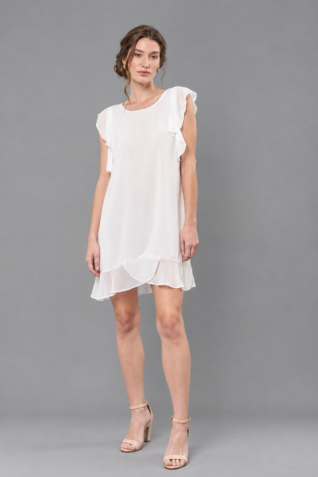 VESTIDO EN GASA CON VOLADOS ALEXA